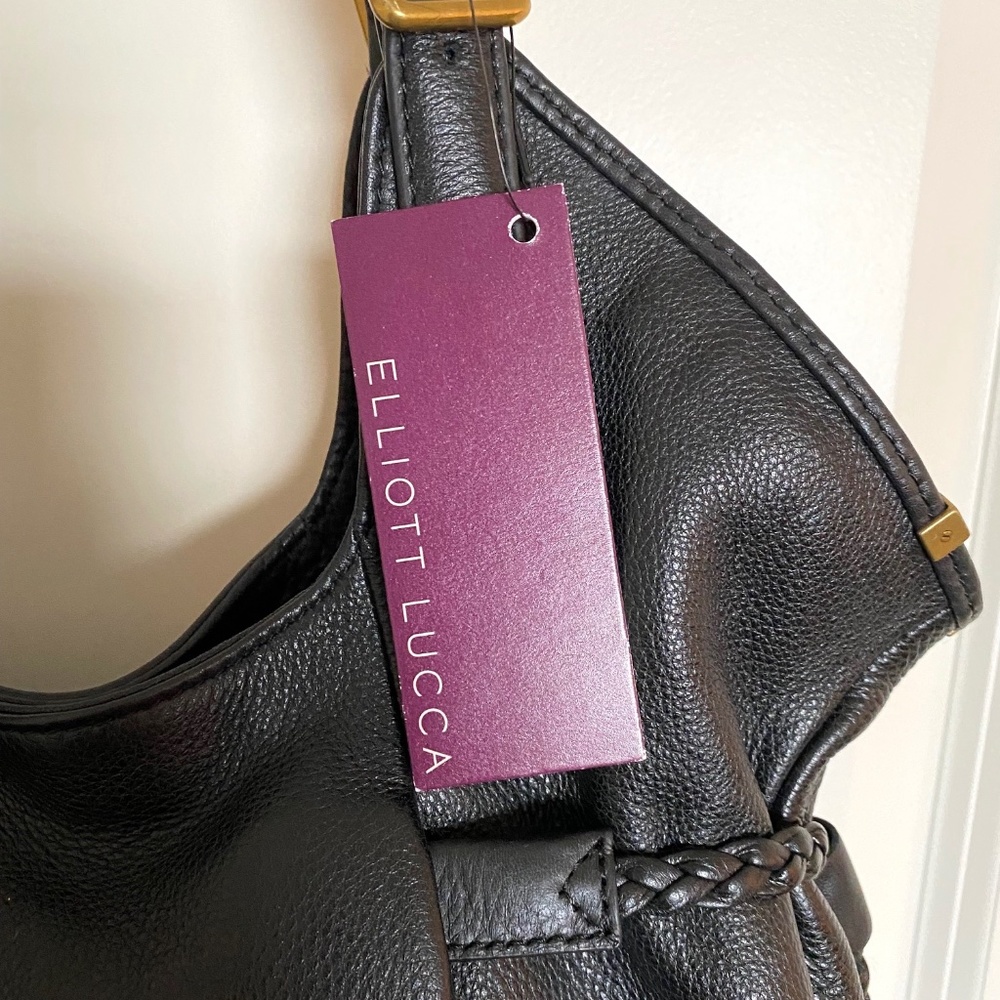 NWT Elliot Lucca Black Leather Satchel - Picture 3 of 12